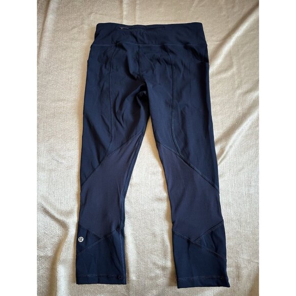 Lululemon Pace Rival Crop (22") Navy Mesh Size 6 - Picture 2 of 8
